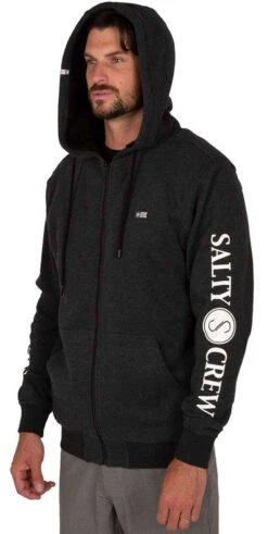 Salty Crew Refuge Sherpa Zip Fleece - Black Heather - Medium -Saltwater Fishing Deals Store salty crew refuge sherpa zip fleece black heather m 01413.1651421727